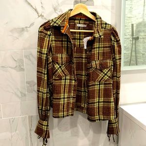 Free people plaid button up shirt